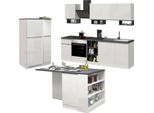 Dmora Cucina Completa Balme Bianco Lucido, Modulabile 3 Cassetti Italy