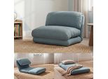 Poltrona Letto HWC-E68, Divano Letto Funzionale Poltrona Pieghevole Reclinabile, Tessuto/Tessuto ~ Grigio-Blu