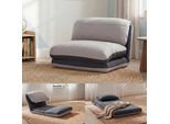 Poltrona Letto HWC-E68, Divano Letto Funzionale Poltrona Pieghevole Poltrona Reclinabile, Tessuto/Tessuto ~ Grigio Scuro/Grigio Chiaro