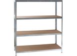 Scaffalatura Per Carichi Pesanti Wiltec 160X60X180Cm, 175Kg/Scaffale, Scaffale Senza Bulloni In Acciaio Zincato, Scaffale Di Carico Con 4 Ripiani, Scaffale Per Officina