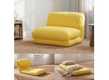 Divano Letto HWC-E68, Divano Letto Funzionale Poltrona Pieghevole Poltrona Reclinabile, Tessuto/Tessuto ~ Giallo