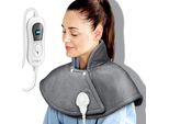Sinnlein Cuscino Riscaldante Elettrico Grigio Per Spalle, Collo E Schiena | Mantello Riscaldante Con 3 Livelli Di Temperatura E Spegnimento Automatico | Cuscino Riscaldante Con Spegnimento Automatico E 100W