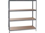Scaffalatura Wiltec Per Carichi Pesanti 160X60X180Cm, 175Kg/Scaffale, Scaffale Senza Bulloni In Acciaio Nero, Scaffale Di Carico Con 4 Ripiani, Scaffale Per Officina