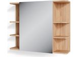 Vicco Specchio Contenitore Bagno Fynn, 80 X 64 Cm, Quercia Dorata/Verde