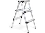 Scala Pieghevole In Alluminio Wiltec Fino A 150 Kg, Scaletta Bifacciale, Scala In Alluminio Da 73 Cm Con 3 Gradini, Scaletta Con Superficie Di Calpestio Antiscivolo