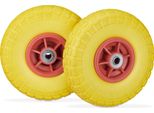 Relaxdays 8 X Ruote Per Carrelli Manuali Pu Giallo-Rosso