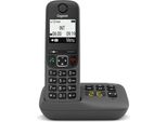 Gigaset AS490A Telefono Cordless Dect Nero Con Segreteria E Identificatore Di Chiamata