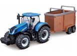 Bburago 1:50 Trattore Agricolo New Holland Con Rimorchio Per Cavalli