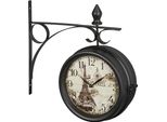 Relaxdays Orologio Da Stazione Bifacciale In Nero
