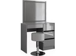 Vicco Tavolo Da Toeletta Sherry, 90 Cm Con Specchio Led E Sgabello, Grigio Lucido