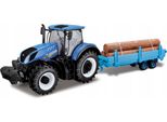 Bburago 1:32 Trattore Agricolo New Holland Con Trattore Di Legno