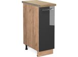 Vicco Armadio Cucina Dispensa Alto Fame-Line, 30 Cm , Pt Rovere, Antracite Lucido/Quercia Dorata