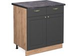 Vicco Mobiletto Base Per Cucina Fame-Line, 80 Cm , Pt Antracite, Antracite-Oro/Quercia Dorata