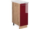 Vicco Armadio Cucina Dispensa Alto Fame-Line, 30 Cm , Pt Marmo, Rosso Bordeaux Lucido/Quercia Dorata