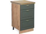 Vicco Mobiletto Base Per Cucina Fame-Line, 50 Cm , Pt Rovere, Verde-Oro Country House/Quercia Dorata