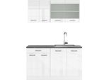 Vicco Cucina Monoblocco R-Line, 140 Cm , Pt Antracite, Bianco Lucido/Bianco