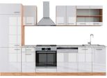 Vicco Cucina Componibile R-Line, 300 Cm , Pt Marmo, Bianco Lucido/Oro Power Oak