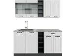 Vicco Cucina Completa R-Line, 160 Cm , Pt Marmo, Bianco Casa Di Campagna/Antracite