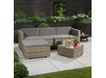 Mobili Da Giardino 5 Pezzi Divano Da Pranzo In Polyrattan Cuscini Di Seduta Grigio/Nero