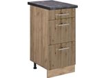 Vicco Mobiletto Base Per Cucina R-Line, 40 Cm Con Cassetti, Pt Antracite, Rovere Artigianale/Quercia Dorata
