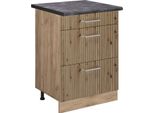 Vicco Mobiletto Base Per Cucina R-Line, 60 Cm Con Cassetti, Pt Antracite, Rovere Artigianale/Quercia Dorata