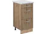 Vicco Mobiletto Base Per Cucina R-Line, 40 Cm Pt Marmo, Rovere Artigianale/Quercia Dorata