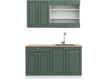 Vicco Cucina Completa Fame-Line, 140 Cm , Pt Rovere, Verde-Oro Country House/Bianco