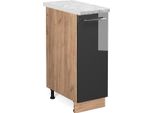 Vicco Armadio Cucina Dispensa Alto Fame-Line, 30 Cm , Pt Marmo, Antracite Lucido/Quercia Dorata