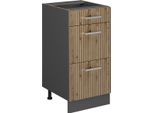 Vicco Mobiletto Base Per Cucina R-Line, 40 Cm Con Cassetti, Senza Piano Di Lavoro, Rovere Artigianale/Antracite
