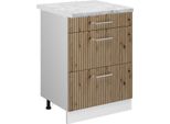 Vicco Mobiletto Base Per Cucina R-Line, 60 Cm Con Cassetti E Piano Di Lavoro, Rovere Artigianale/Bianco