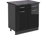Vicco Mobiletto Base Per Cucina R-Line, 80 Cm , Pt Antracite, Nero Lucido/Antracite