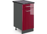 Vicco Mobiletto Base Per Cucina R-Line, 40 Cm , Pl Antracite, Rosso Lucido/Antracite