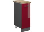Vicco Armadio Cucina Dispensa Alto R-Line, 30 Cm , Pl Rovere, Rosso Lucido/Antracite