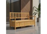 Panca Da Giardino Cassapanca In Legno Marrone Scatola Di Cuscini Scatola Di Immagazzinaggio Terrazza All'aperto