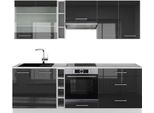 Vicco Cucina Componibile Fame-Line, 235 Cm , Pt Marmo, Antracite Lucido/Bianco