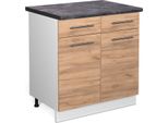Vicco Mobiletto Base Per Cucina Fame-Line, 80 Cm , Pt Antracite, Quercia Dorata/Bianco