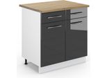 Vicco Mobiletto Base Per Cucina Fame-Line, 80 Cm , Pt Rovere, Antracite Lucido/Bianco