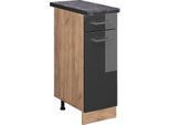 Vicco Mobiletto Base Per Cucina R-Line, 30 Cm , Pt Antracite, Antracite Lucido/Quercia Dorata