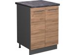 Vicco Mobiletto Base Cucina Fame-Line, 60 Cm , Pt Antracite, Quercia Dorata/Antracite