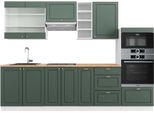 Vicco Cucina Componibile Fame-Line, 280 Cm , Pt Rovere, Verde-Oro Country House/Bianco