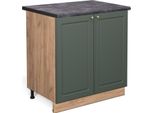 Vicco Mobiletto Base Cucina Fame-Line, 80 Cm Con Ripiano, Pl Antracite, Verde-Oro Country House/Quercia Dorata