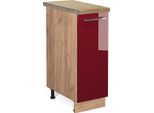 Vicco Armadio Cucina Dispensa Alto Fame-Line, 30 Cm , Pt Rovere, Rosso Bordeaux Lucido/Quercia Dorata