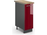 Vicco Armadio Cucina Dispensa Alto Fame-Line, 30 Cm , Pt Rovere, Rosso Bordeaux Lucido/Antracite