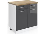 Vicco Mobiletto Base Per Cucina R-Line, 80 Cm , Pt Rovere, Antracite Lucido/Bianco
