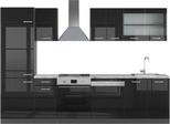 Vicco Cucina Componibile R-Line, 300 Cm , Pt Marmo, Nero Lucido/Antracite