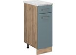 Vicco Mobiletto Base Per Cucina R-Line, 30 Cm Pl Marmo, Grigio-Blu/Quercia Dorata