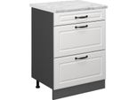 Vicco Mobiletto Base Per Cucina R-Line, 60 Cm Pl Marmo, Bianco Casa Di Campagna/Antracite