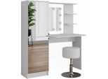 Vicco Tavolo Da Toeletta , 123 Cm Con Illuminazione Led E Sgabello, Bianco