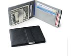 Inf Portafoglio Sottile Da Uomo, Porta Carte Con Fermasoldi Bifold In Finto Cuoio Nero