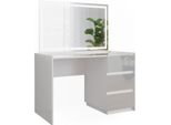Vicco Tavolo Da Toilette Marla, 120 Cm Con Specchio A Led, Bianco Lucido